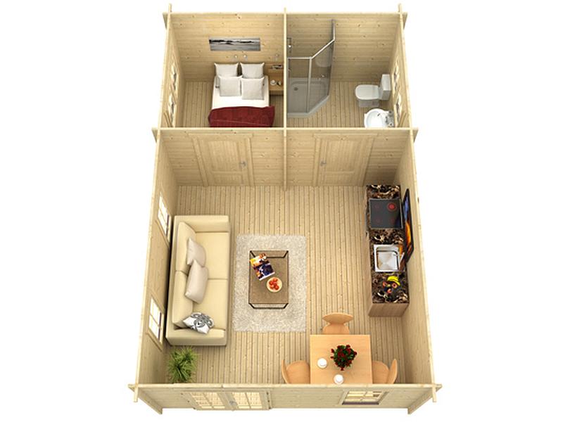 Skan Holz Blockbohlenhaus Bern 4 45plus, 660 x 420 cm