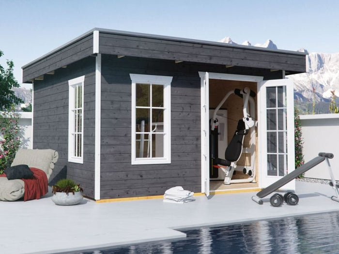 Skan Holz Blockbohlenhaus Breda 2 in schiefergrau