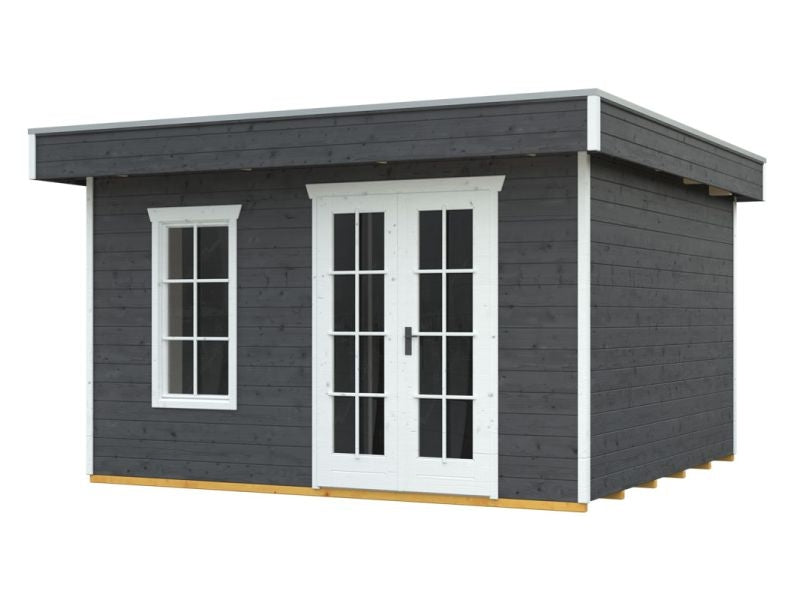 Skan Holz Blockbohlenhaus Breda in schiefergrau, 380 x 300 cm