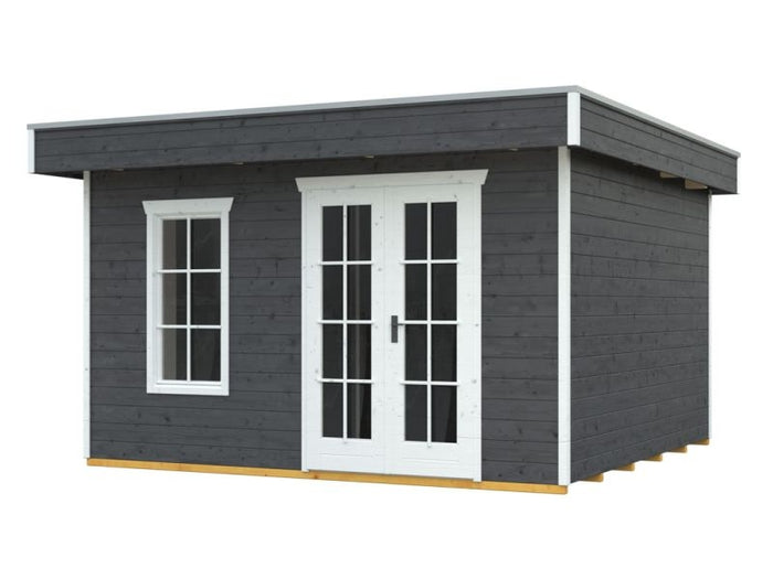 Skan Holz Blockbohlenhaus Breda in schiefergrau, 380 x 300 cm