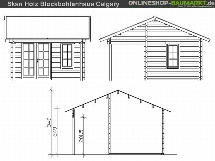 Skan Holz Blockbohlenhaus Calgary 70plus, 380 x 300 cm