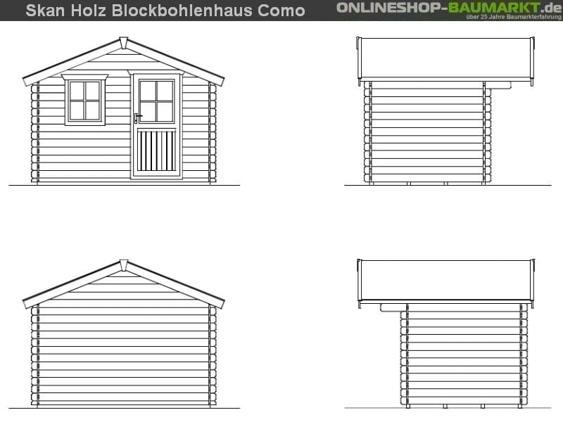 Skan Holz Blockbohlenhaus Como Größe 1, 300 x 200 cm