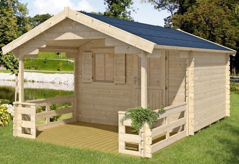 Skan Holz Blockbohlenhaus Como Größe 2, 300 x 250 cm