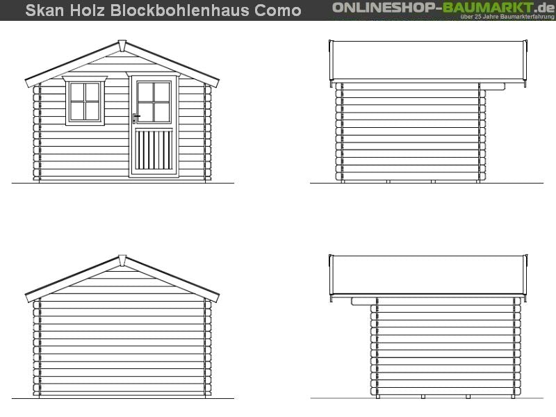 Skan Holz Blockbohlenhaus Como Größe 2, 300 x 250 cm