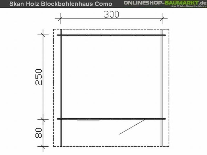 Skan Holz Blockbohlenhaus Como Größe 2, 300 x 250 cm