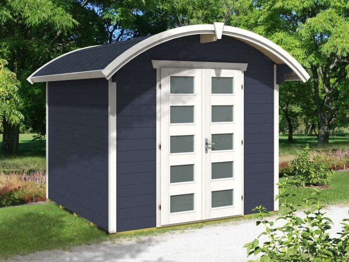 Skan Holz Blockbohlenhaus Delft in schiefergrau, 250 x 250 cm