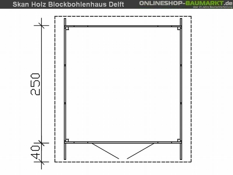 Skan Holz Blockbohlenhaus Delft in schiefergrau, 250 x 250 cm
