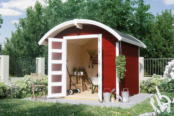 Skan Holz Blockbohlenhaus Delft in schwedenrot, 250 x 250 cm