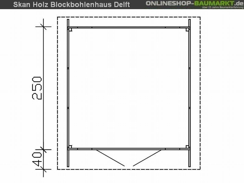 Skan Holz Blockbohlenhaus Delft in schwedenrot, 250 x 250 cm