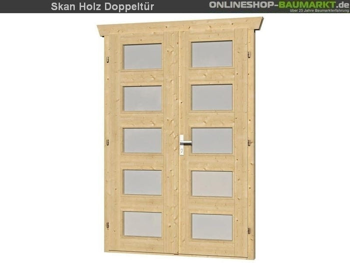 Skan Holz Blockbohlenhaus Delft in schwedenrot, 250 x 250 cm