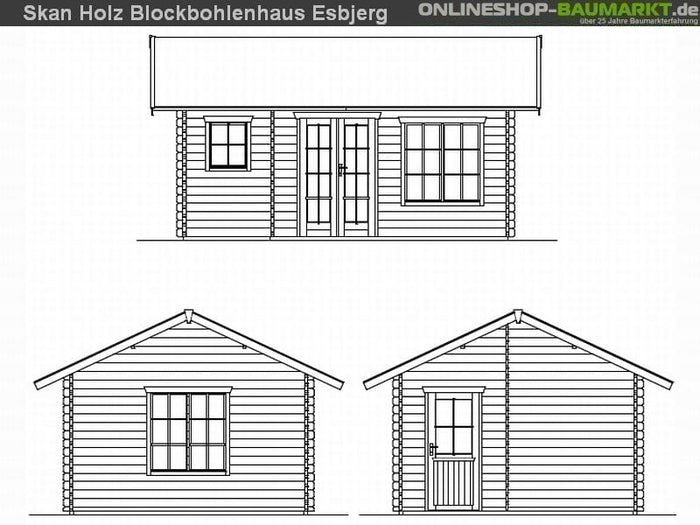 Skan Holz Blockbohlenhaus Esbjerg Größe 1, 380 x 520 cm