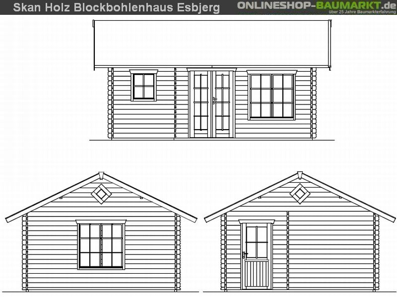 Skan Holz Blockbohlenhaus Esbjerg Größe 2, 420 x 560 cm