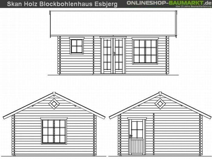 Skan Holz Blockbohlenhaus Esbjerg Größe 2, 420 x 560 cm