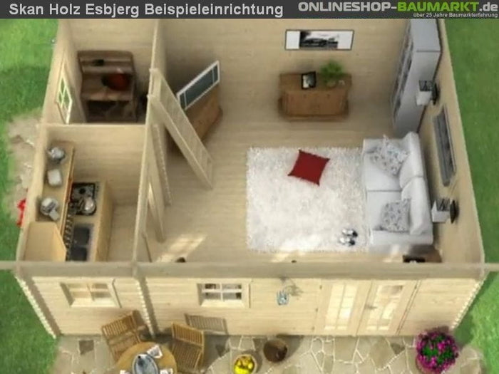 Skan Holz Blockbohlenhaus Esbjerg Größe 2, 420 x 560 cm