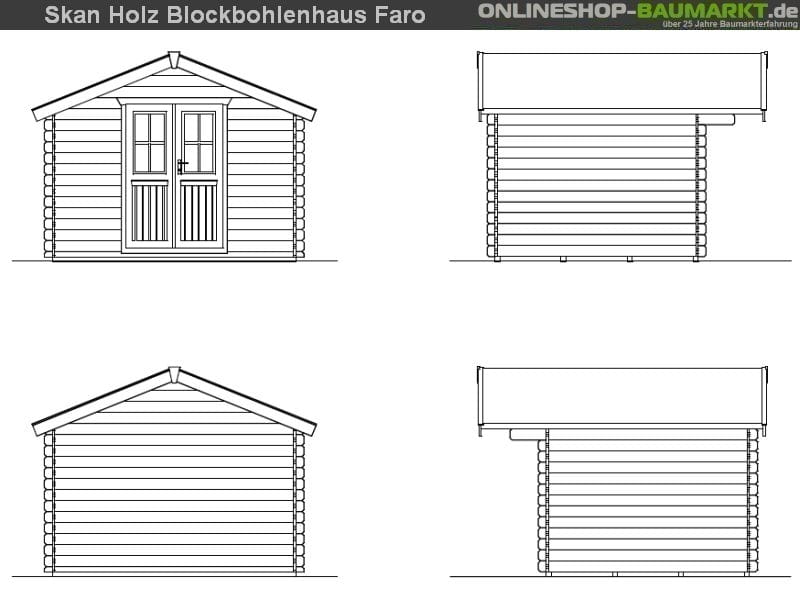 Skan Holz Blockbohlenhaus Faro Größe 2, 300 x 250 cm