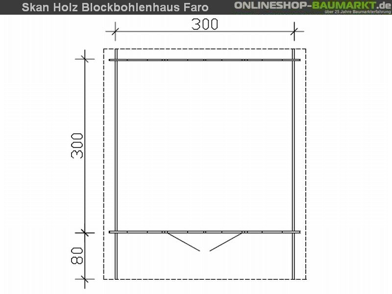 Skan Holz Blockbohlenhaus Faro Größe 3, 300 x 300 cm