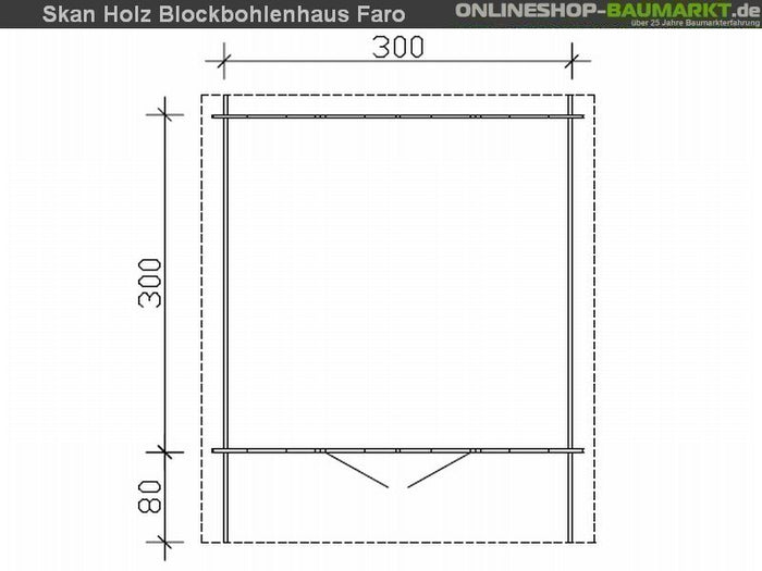 Skan Holz Blockbohlenhaus Faro Größe 3, 300 x 300 cm