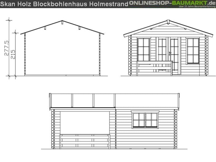Skan Holz Blockbohlenhaus Holmestrand, 380 x 610 cm
