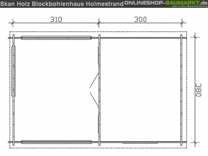 Skan Holz Blockbohlenhaus Holmestrand, 380 x 610 cm