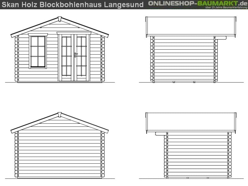 Skan Holz Blockbohlenhaus Langesund Größe 1, 340 x 250 cm