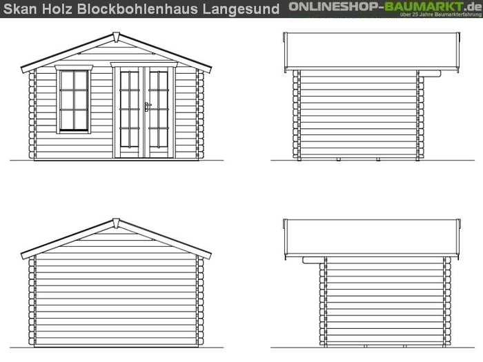 Skan Holz Blockbohlenhaus Langesund Größe 1, 340 x 250 cm