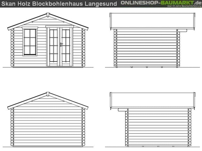 Skan Holz Blockbohlenhaus Langesund Größe 2, 340 x 300 cm