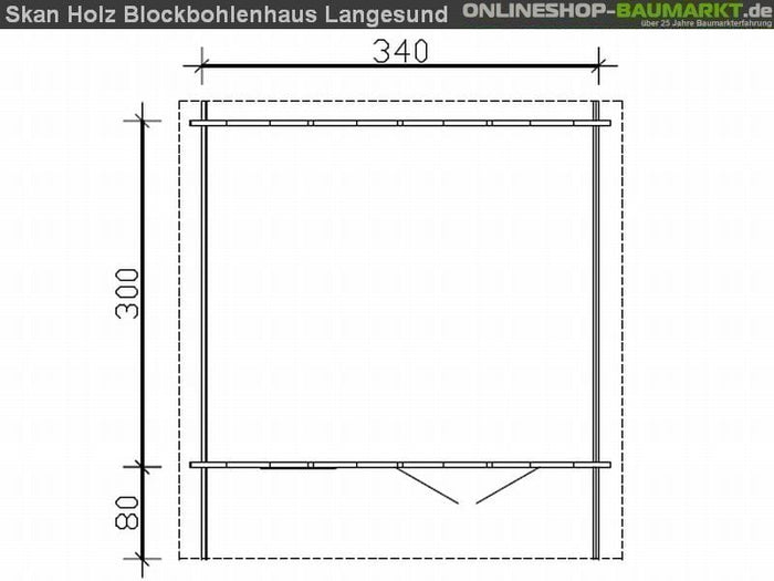 Skan Holz Blockbohlenhaus Langesund Größe 2, 340 x 300 cm