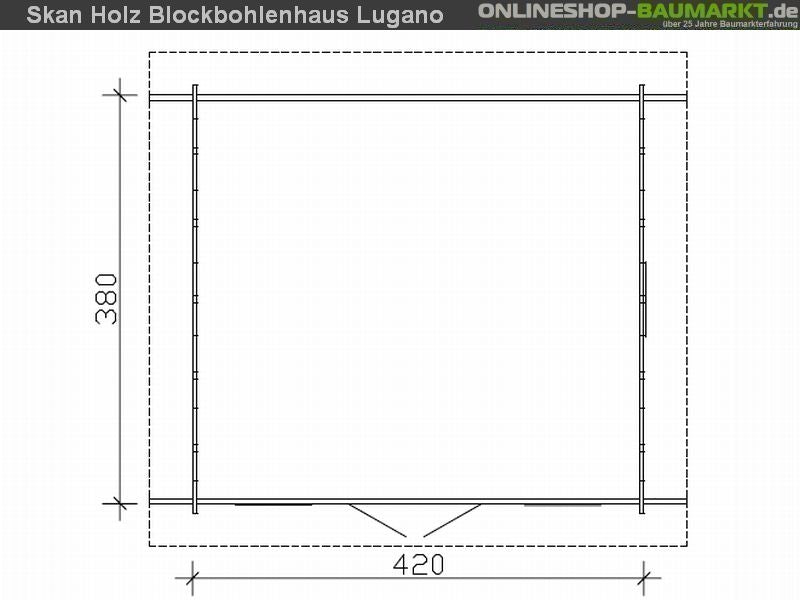 Skan Holz Blockbohlenhaus Lugano 2 45plus, 420 x 380 cm