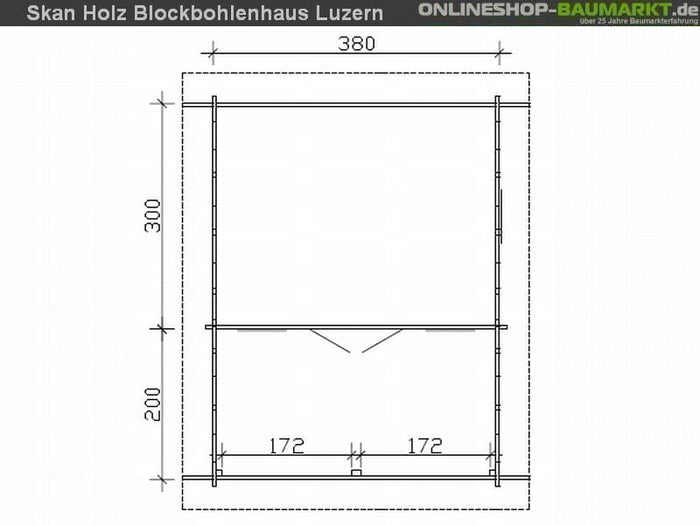 Skan Holz Blockbohlenhaus Luzern 45plus, 380 x 300 cm