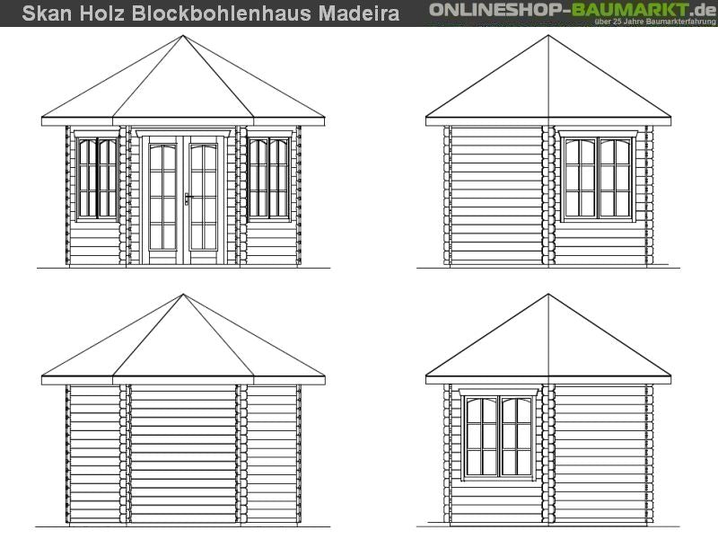 Skan Holz Blockbohlenhaus Madeira 2, 350 x 303 cm