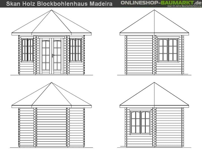 Skan Holz Blockbohlenhaus Madeira 2, 350 x 303 cm