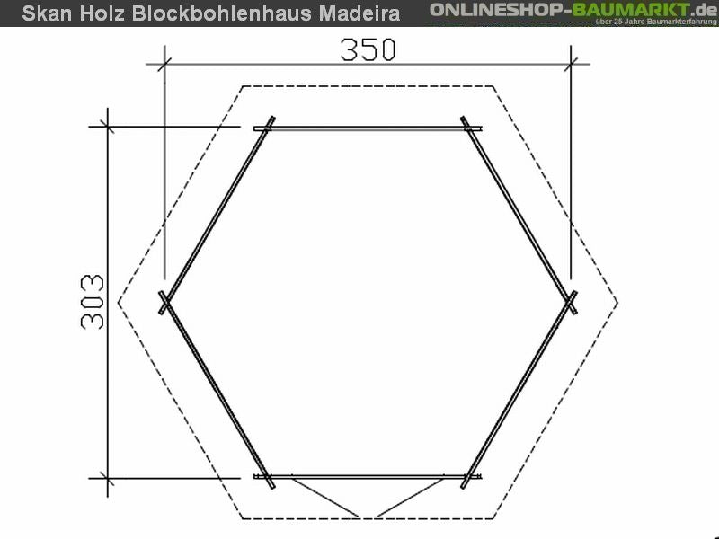Skan Holz Blockbohlenhaus Madeira 2, 350 x 303 cm
