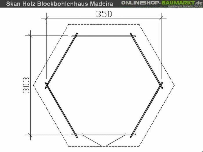 Skan Holz Blockbohlenhaus Madeira 2, 350 x 303 cm