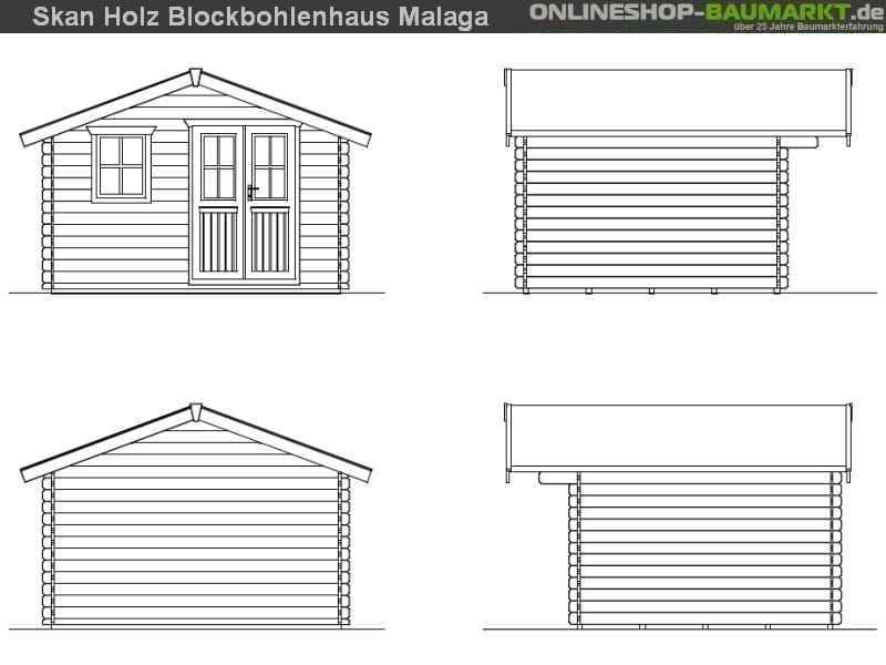 Skan Holz Blockbohlenhaus Malaga Größe 1, 340 x 300 cm