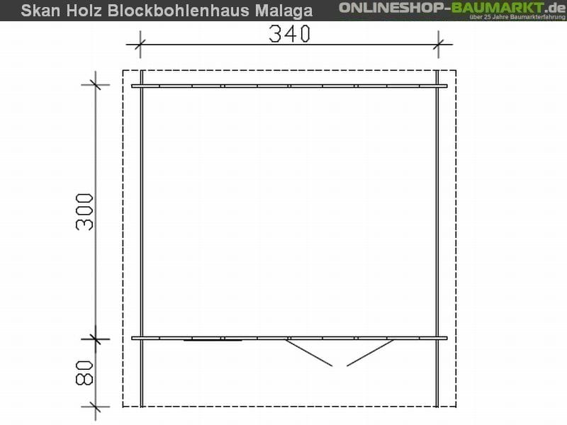 Skan Holz Blockbohlenhaus Malaga Größe 1, 340 x 300 cm