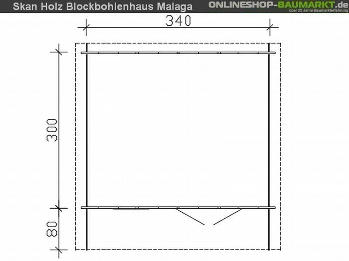 Skan Holz Blockbohlenhaus Malaga Größe 1, 340 x 300 cm