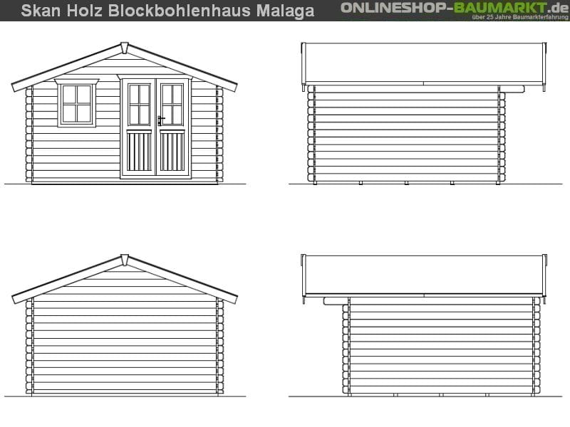 Skan Holz Blockbohlenhaus Malaga Größe 2, 340 x 340 cm