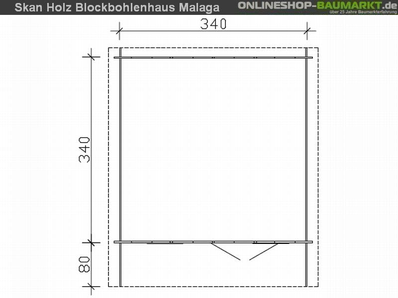 Skan Holz Blockbohlenhaus Malaga Größe 2, 340 x 340 cm