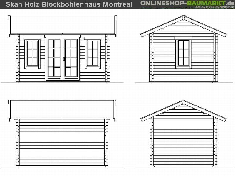 Skan Holz Blockbohlenhaus Montreal 1 70plus, 420 x 300 cm