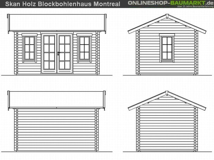 Skan Holz Blockbohlenhaus Montreal 1 70plus, 420 x 300 cm