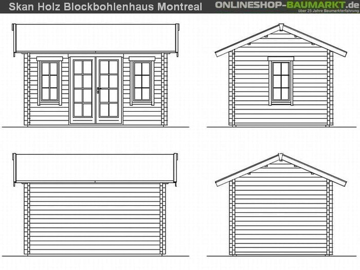 Skan Holz Blockbohlenhaus Montreal 1 70plus, 420 x 300 cm