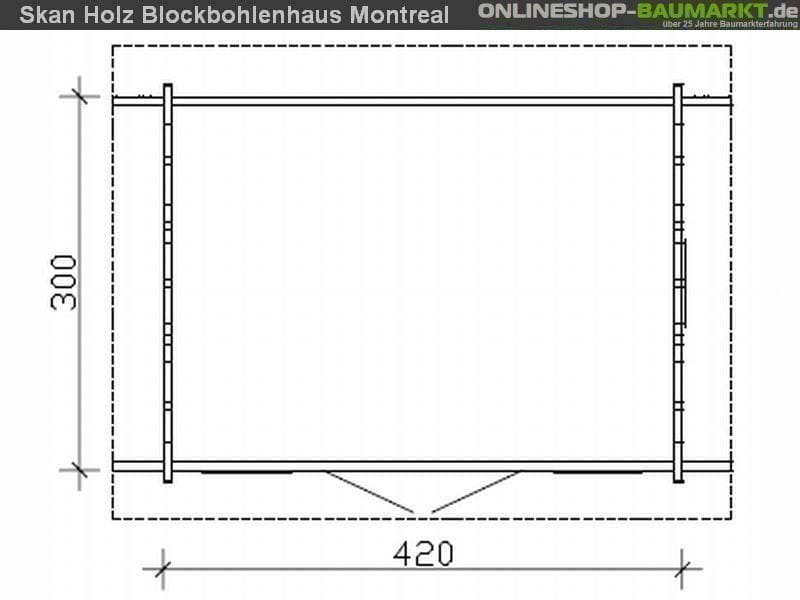 Skan Holz Blockbohlenhaus Montreal 1 70plus, 420 x 300 cm