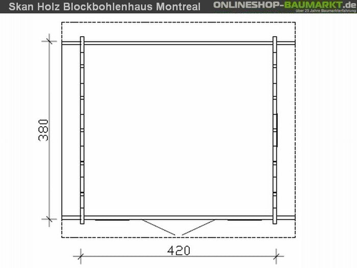 Skan Holz Blockbohlenhaus Montreal 2 70plus, 420 x 380 cm