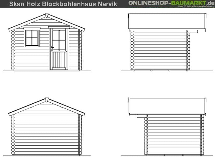 Skan Holz Blockbohlenhaus Narvik Größe 1, 300 x 250 cm