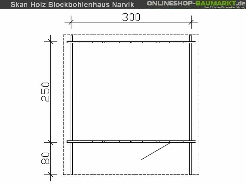 Skan Holz Blockbohlenhaus Narvik Größe 1, 300 x 250 cm