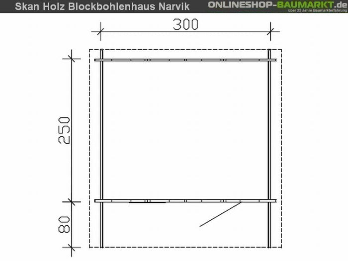 Skan Holz Blockbohlenhaus Narvik Größe 1, 300 x 250 cm
