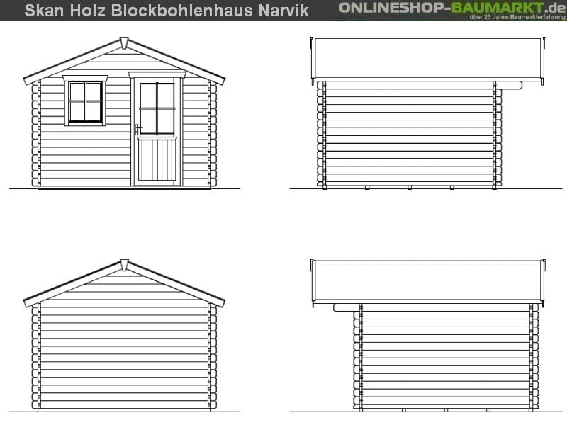 Skan Holz Blockbohlenhaus Narvik Größe 2, 300 x 300 cm