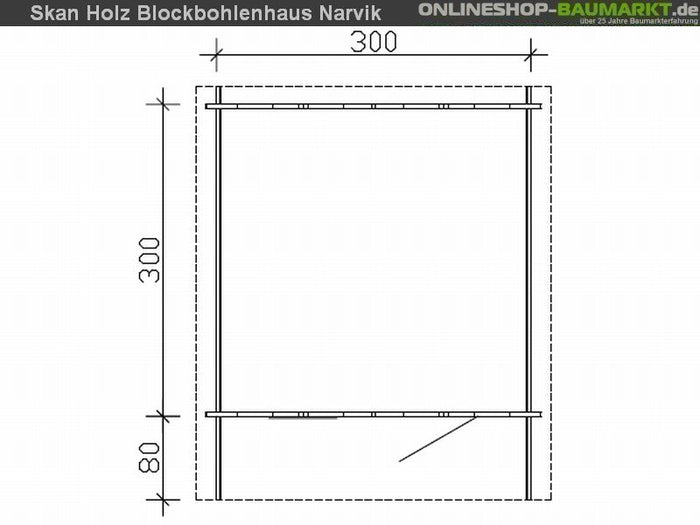 Skan Holz Blockbohlenhaus Narvik Größe 2, 300 x 300 cm