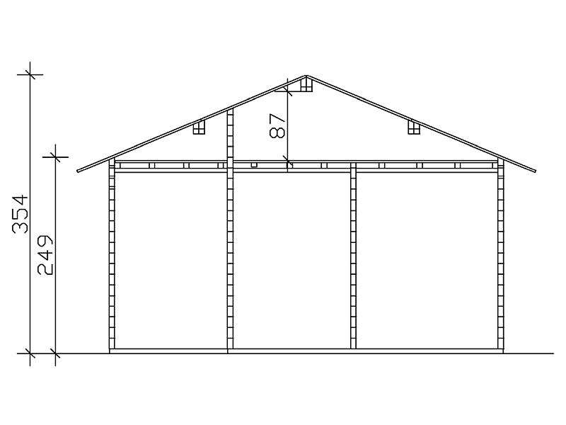 Skan Holz Blockbohlenhaus Ontario, Dach dämmbar für Dachziegel, 70plus, 600 x 500 cm