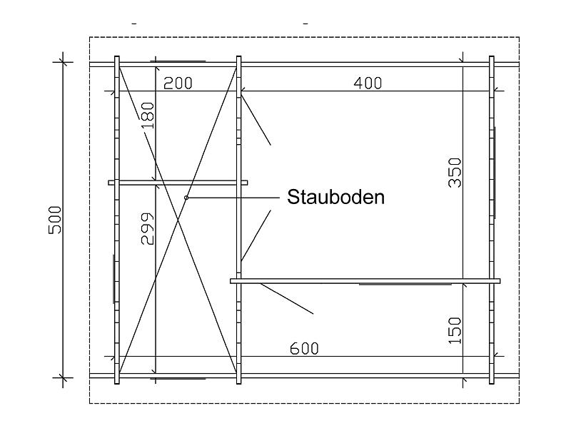 Skan Holz Blockbohlenhaus Ontario, Dach dämmbar für Dachziegel, 70plus, 600 x 500 cm